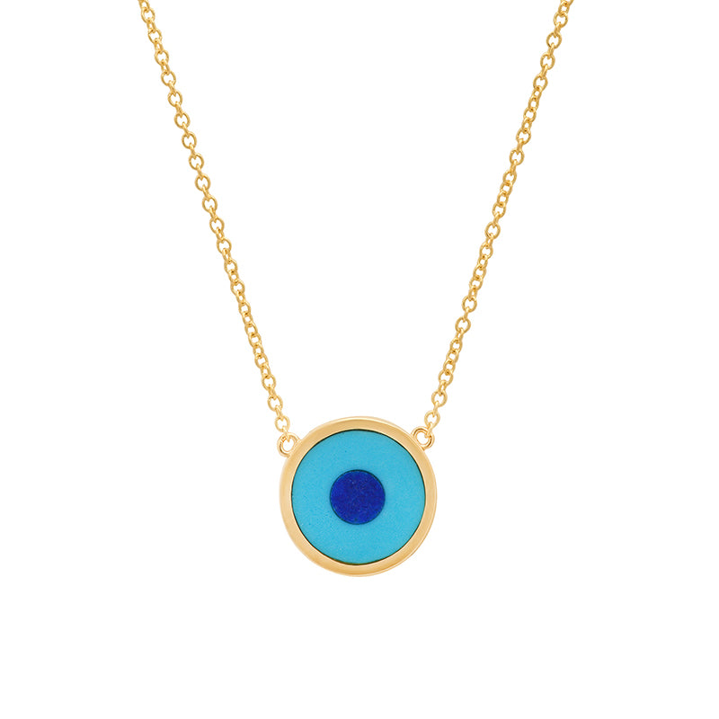 Mini Turquoise Inlay Evil Eye Necklace for Women Jennifer Meyer