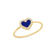Extra Small Lapis Inlay Heart Ring with Diamonds