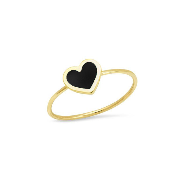 Extra Small Onyx Inlay Heart Ring