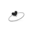 White Gold Extra Small Onyx Inlay Heart Ring