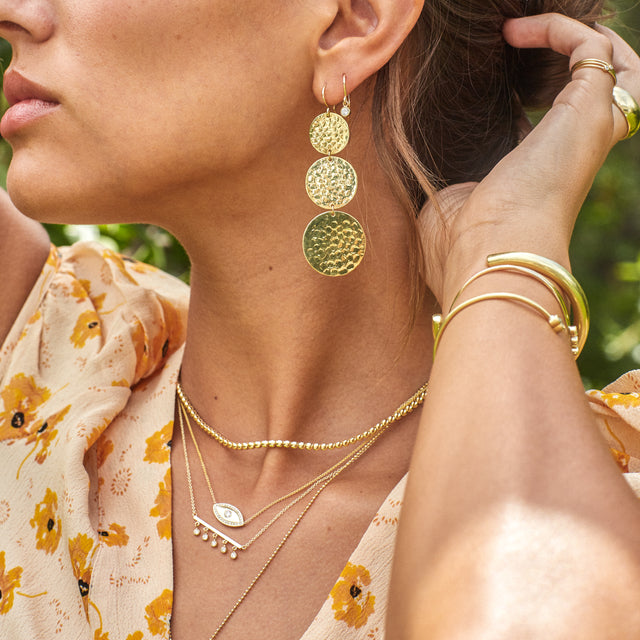 Graduated Hammered Disc Earrings
