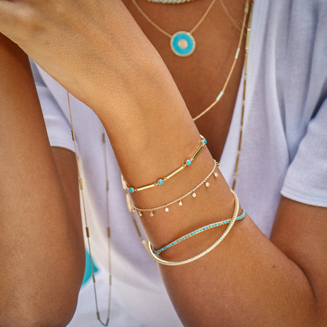 Mini Diamond Bezel Dangle Bracelet