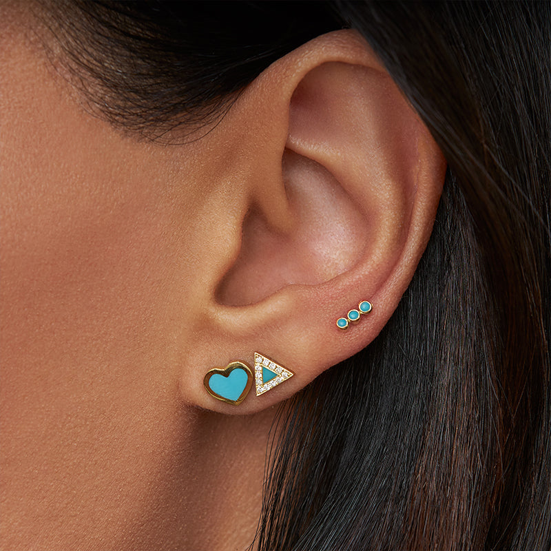 Extra Small Turquoise Inlay Heart Studs