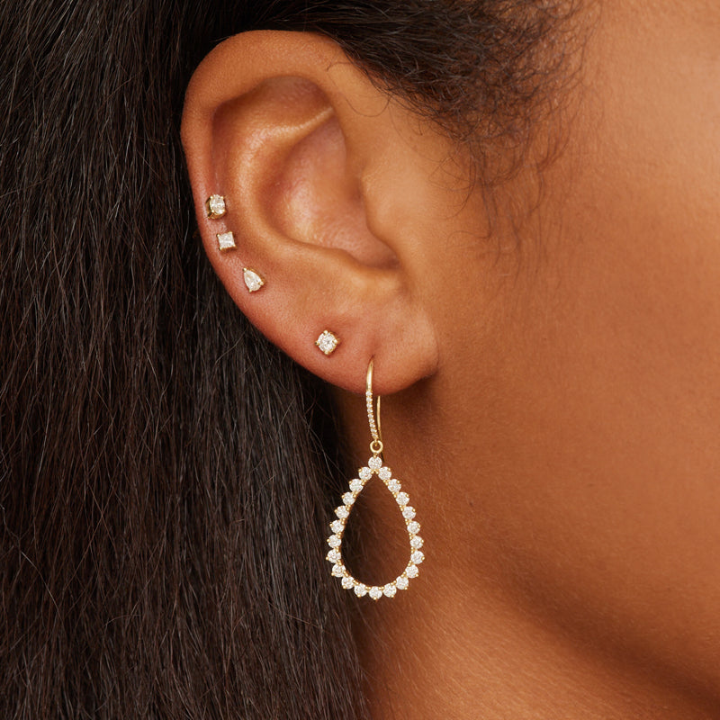 3-Prong Diamond Open Teardrop Earrings