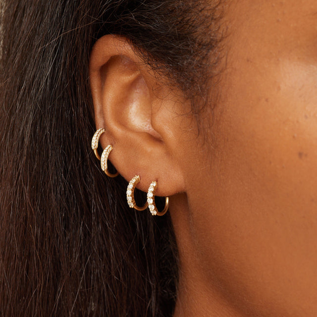 4-Prong Diamond Mini Hoops