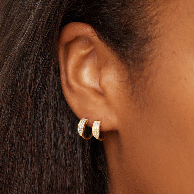 Mini Triple Diamond Row Hoops