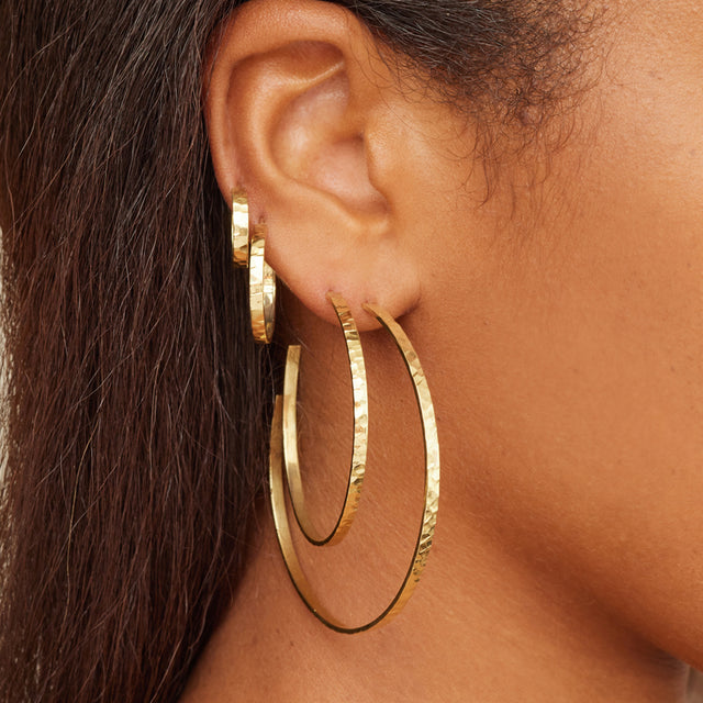 Small Hammered Ellen Hoops