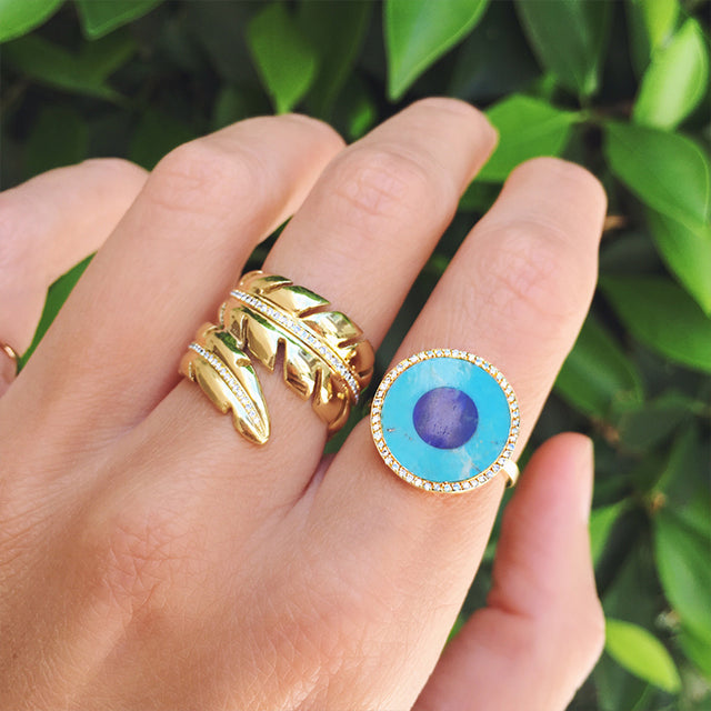 Wrap Leaf Ring with Diamonds - Size 6