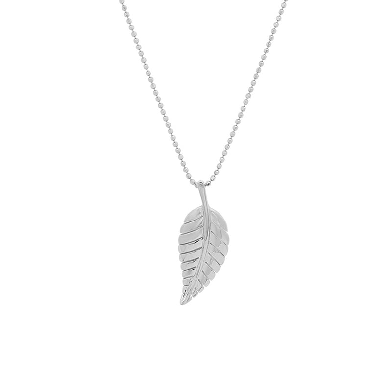 White Gold Small Leaf Necklace