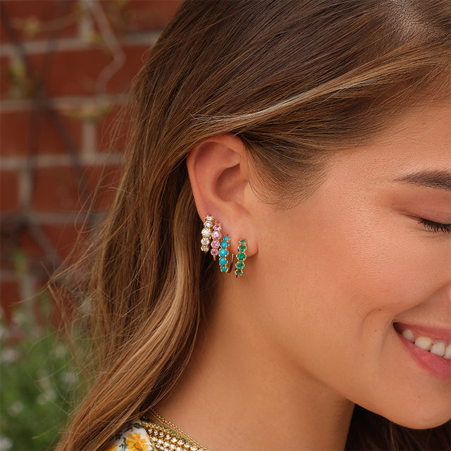 Small Graduated Turquoise Hoops