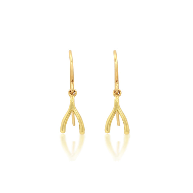 Mini Wishbone Drop Earrings