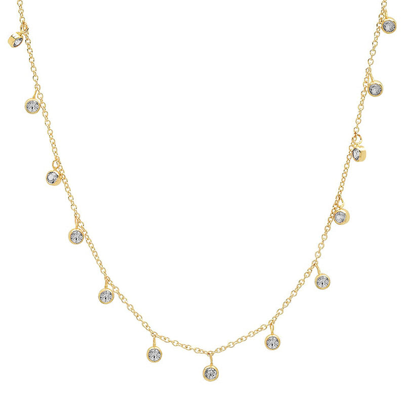 Mini Diamond Bezel Dangle By-The-Inch Necklace