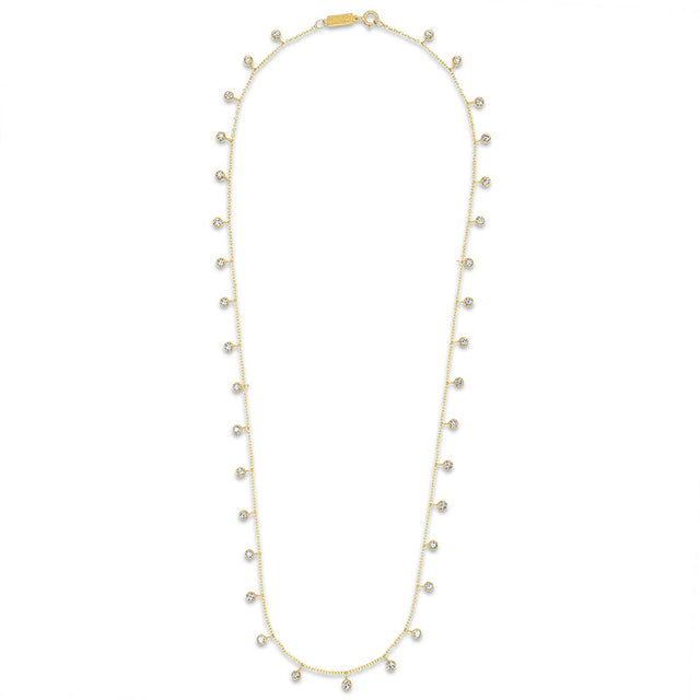 Mini Diamond Bezel Dangle By-The-Inch Necklace