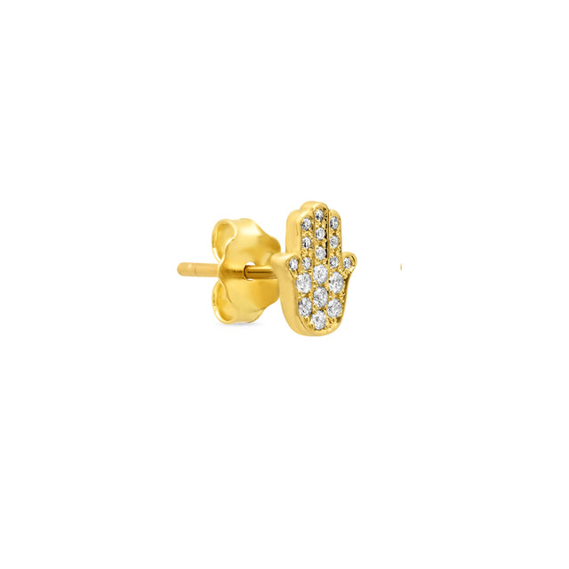 Diamond Mini Hamsa Studs