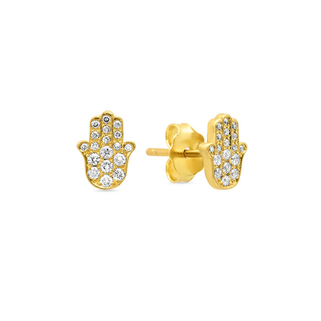 Diamond Mini Hamsa Studs