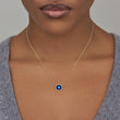 Mini Lapis Inlay Evil Eye Necklace with Diamonds