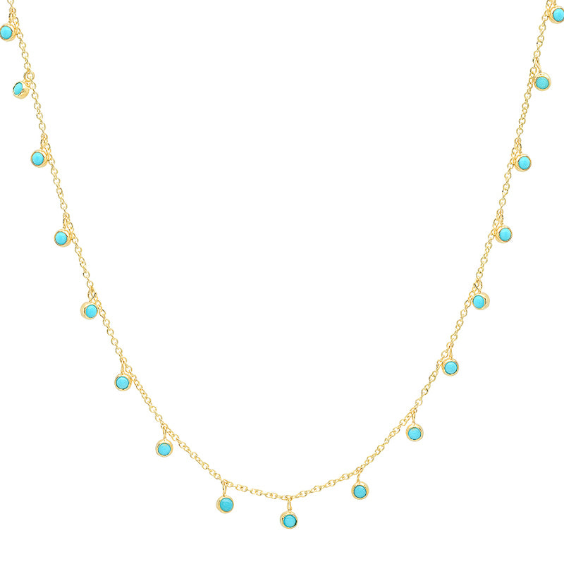 Mini Turquoise Bezel Dangle By-the-Inch Necklace
