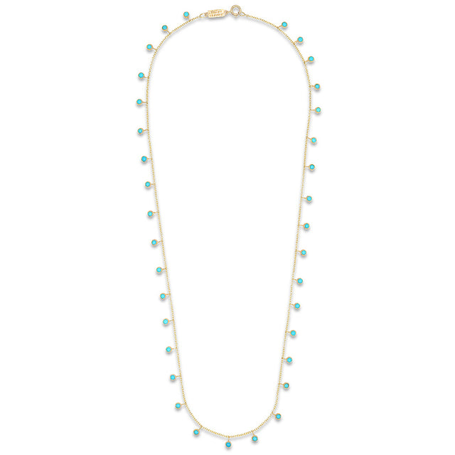 Mini Turquoise Bezel Dangle By-the-Inch Necklace