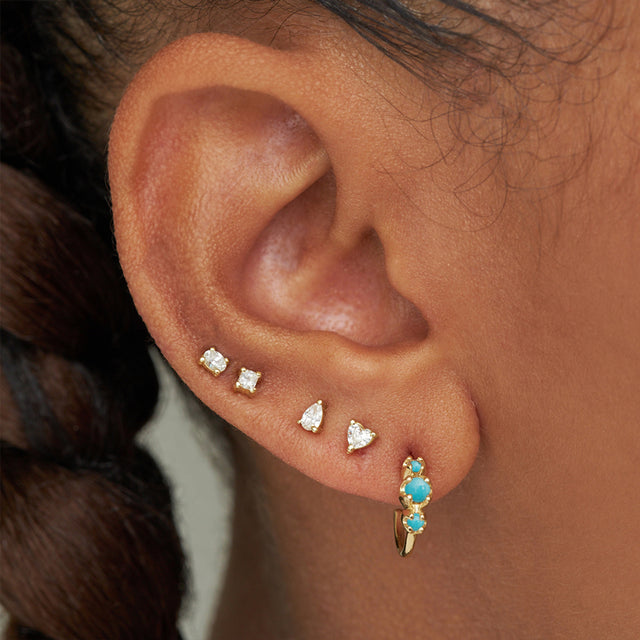Mini Graduated Turquoise Hoops