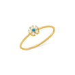 Diamond Flower Ring with Turquoise Center