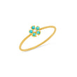 Turquoise Flower Ring with Diamond Center