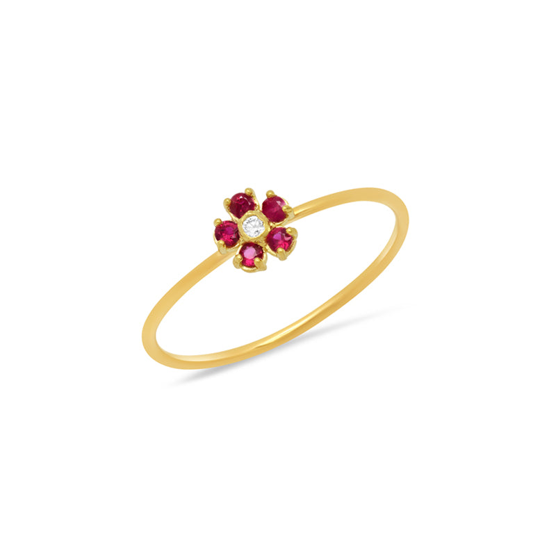 Ruby Flower Ring with Diamond Center for Women | Jennifer Meyer