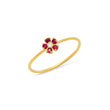 Ruby Flower Ring with Diamond Center