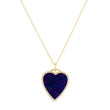 Blue Boulder Opal Inlay Heart Necklace with Diamonds