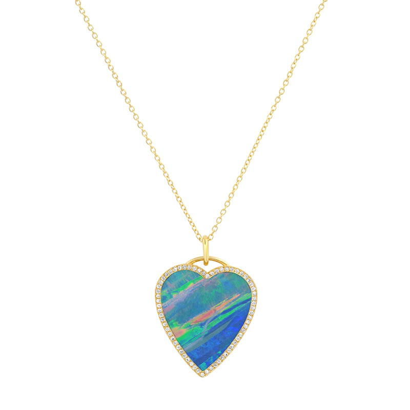 Opal Heart Floating Illusion Necklace – Lab-Created Opal, Clear Fishing Line Choker, 15-18 Inches, Gift Boxed