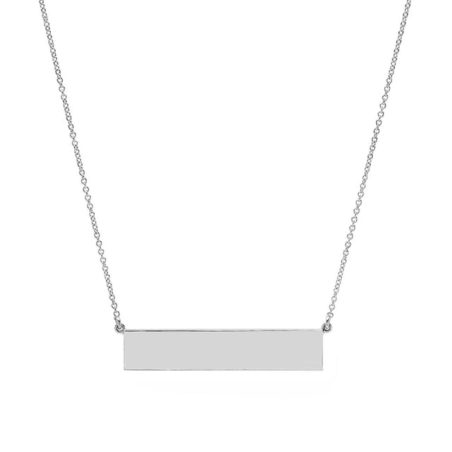White Gold Engravable Nameplate Necklace