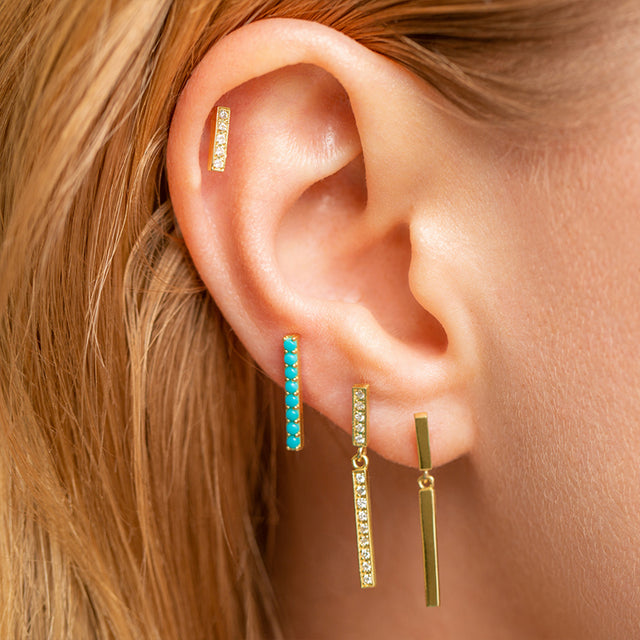 Diamond Short and Diamond Long Bar Studs