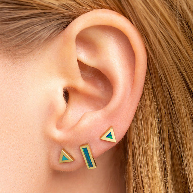 Opal Inlay Triangle Studs