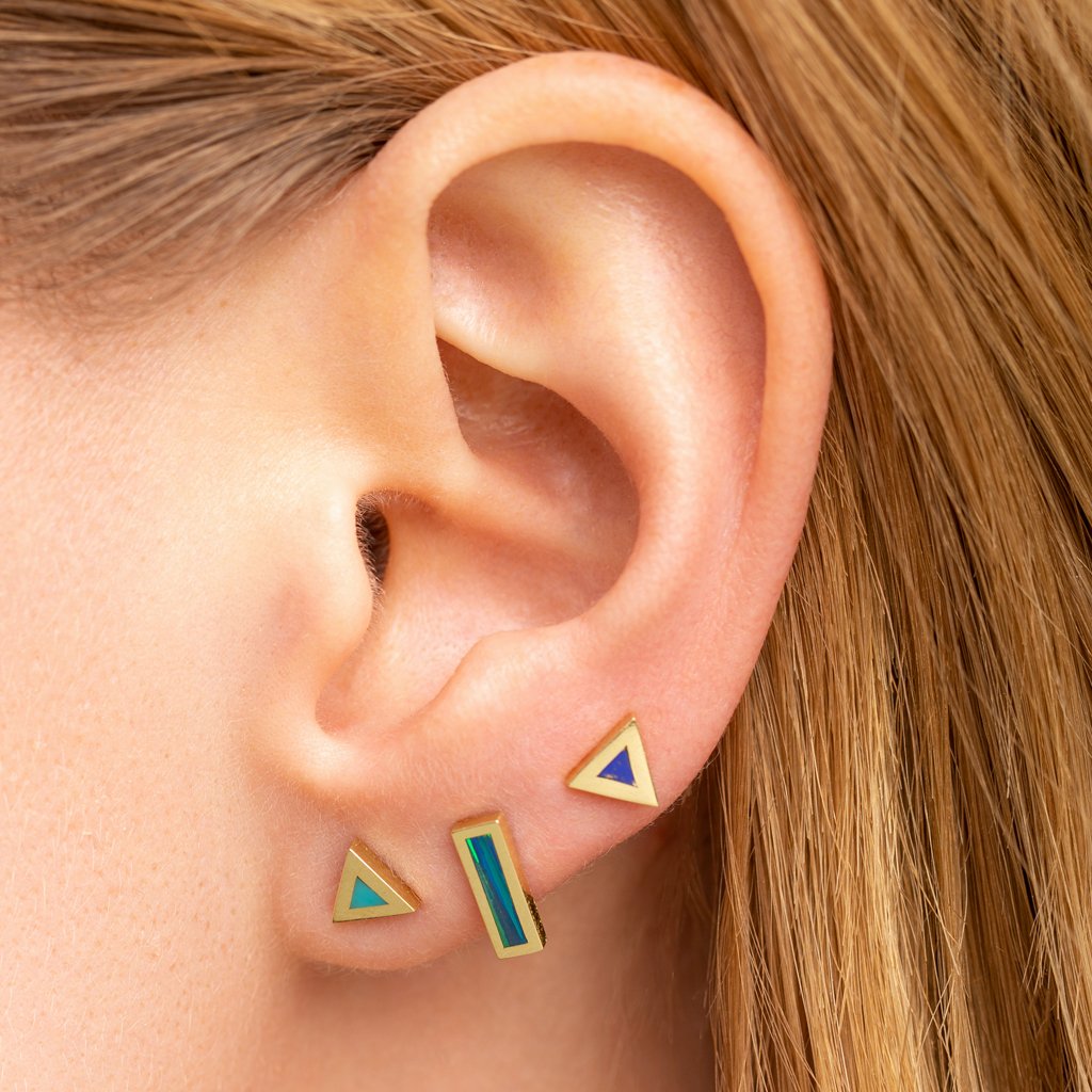 Single Turquoise Inlay Triangle Stud