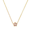 Pink Sapphire Flower Necklace with Diamond Center