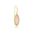 Pink Opal Inlay Oval Drop Earrings with Diamonds