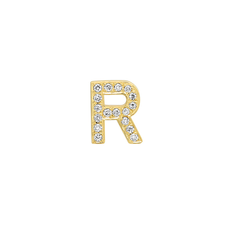 Diamond Mini Uppercase Letter Stud - R