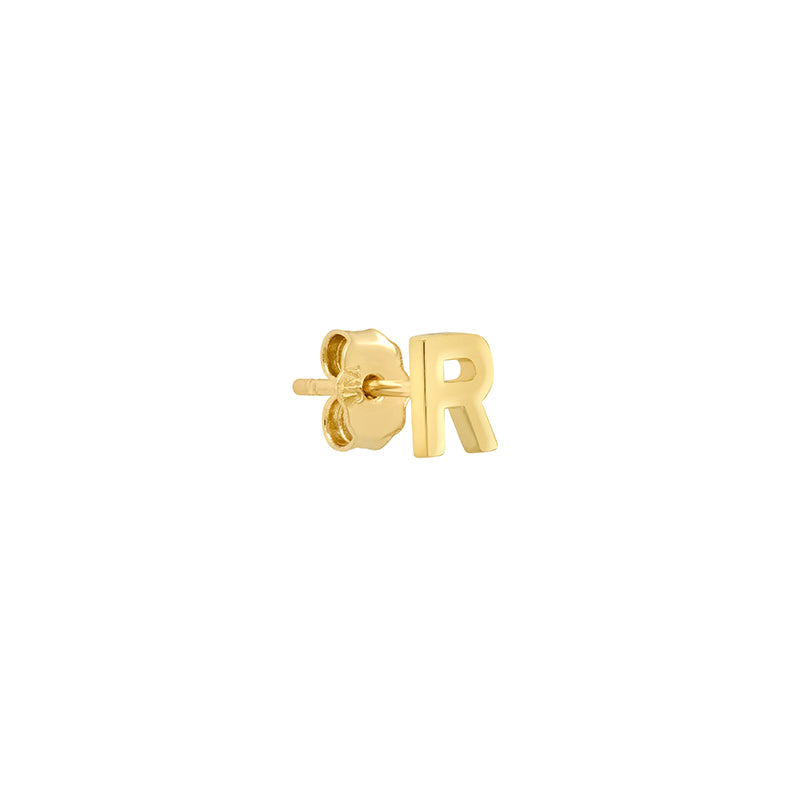 Mini Uppercase Letter Stud - R