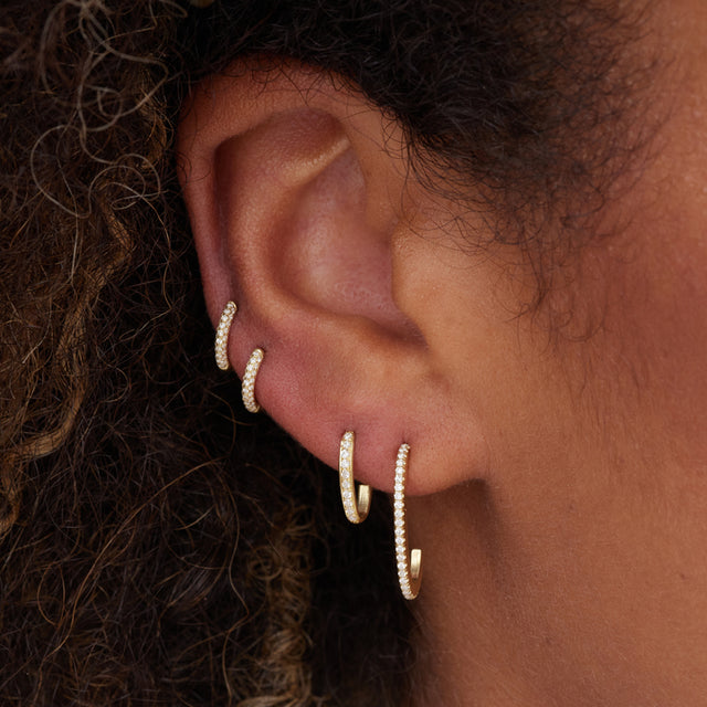 Small Diamond Elongated Edith Hoops