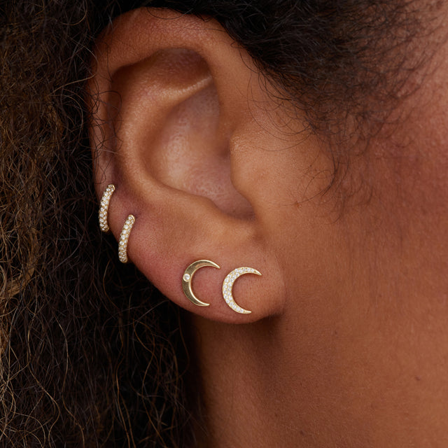 Diamond Mini Carson Moon Studs