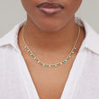 Mini Bezel Tennis Necklace with 1/3 Diamond and Emerald Bezel Accents