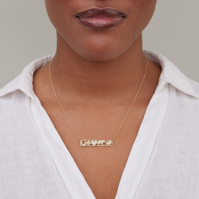 Diamond Good Luck Bar Necklace