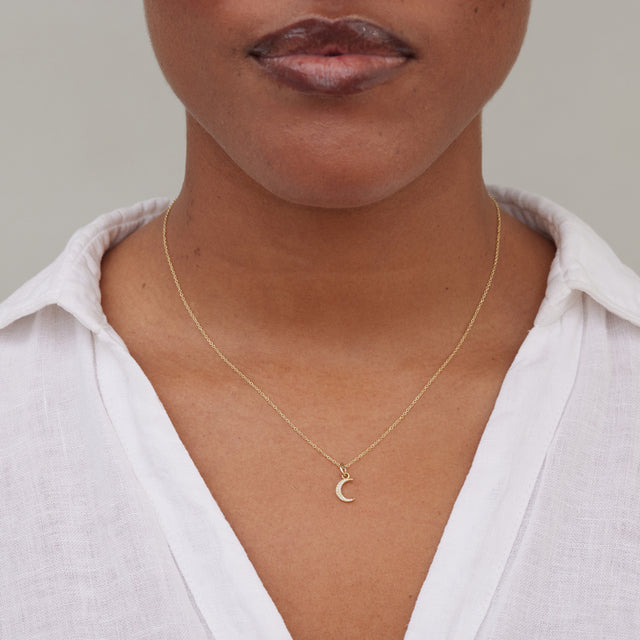 Diamond Mini Carson Moon Necklace