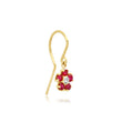 Large Ruby Flower Drop Earrings with Diamond Center