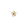 Single Diamond Flower Stud with Pink Sapphire Center