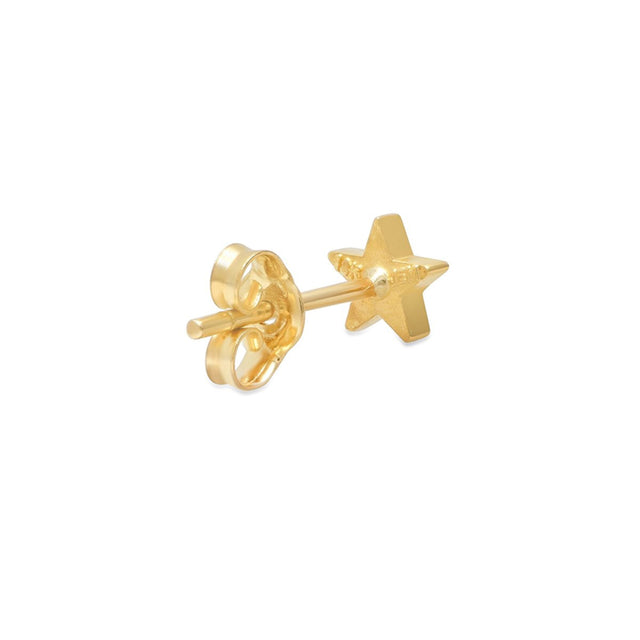 Single Yellow Gold Diamond Mini Star Stud