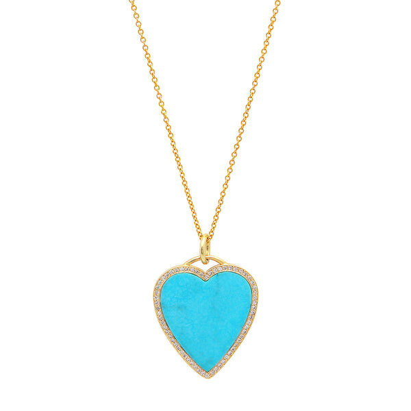 Turquoise Inlay Heart Necklace with Diamonds for Women | Jennifer Meyer