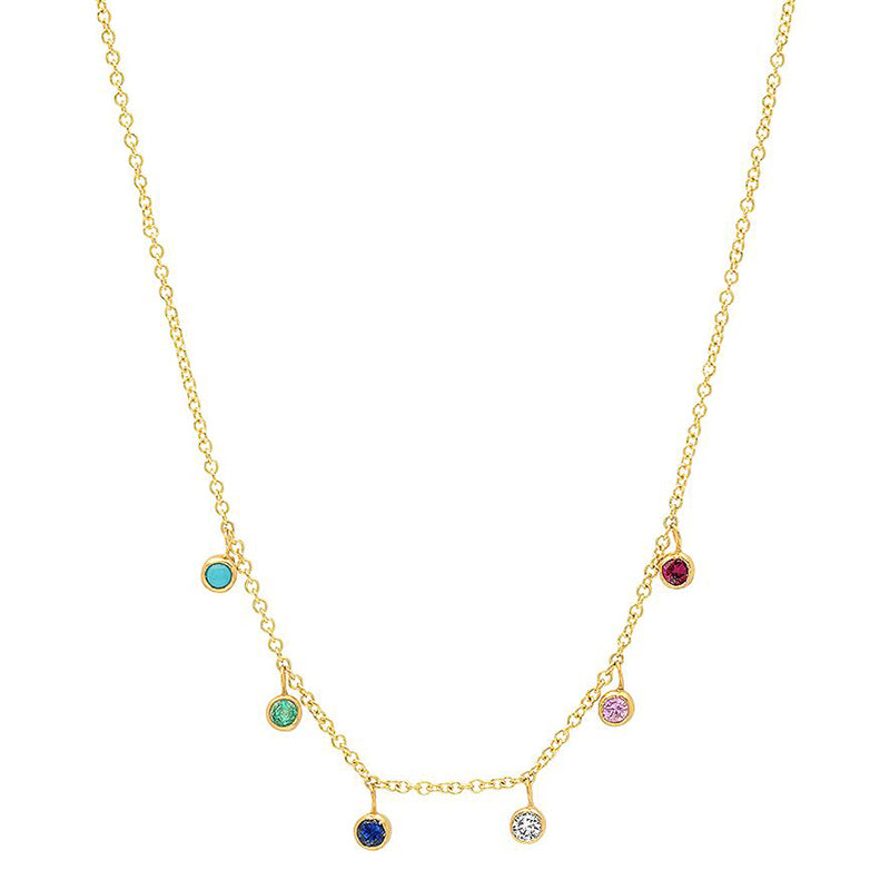 Multicolor Mini Bezel Dangle Necklace
