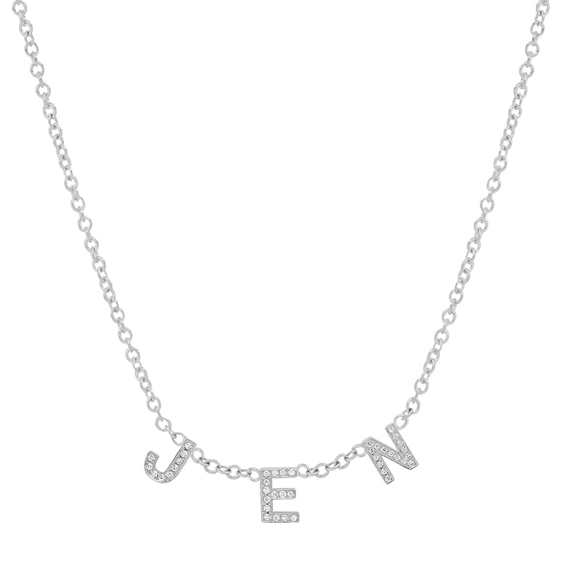 White Gold Custom 3 Diamond Mini Letter Necklace