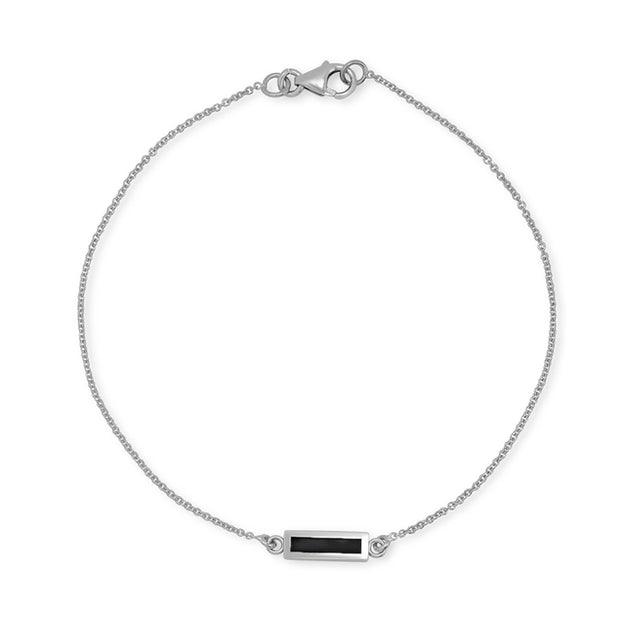 White Gold Onyx Inlay Bar Bracelet