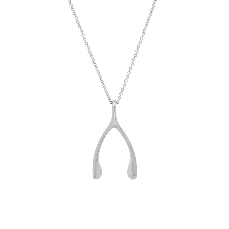 White Gold Wishbone Necklace